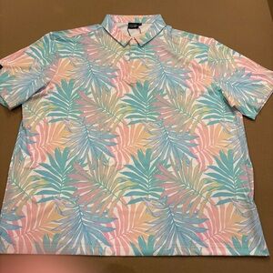 Sunday Swagger Men’s Tropical Leaf Print Performance Golf Polo Size 4XL NWT